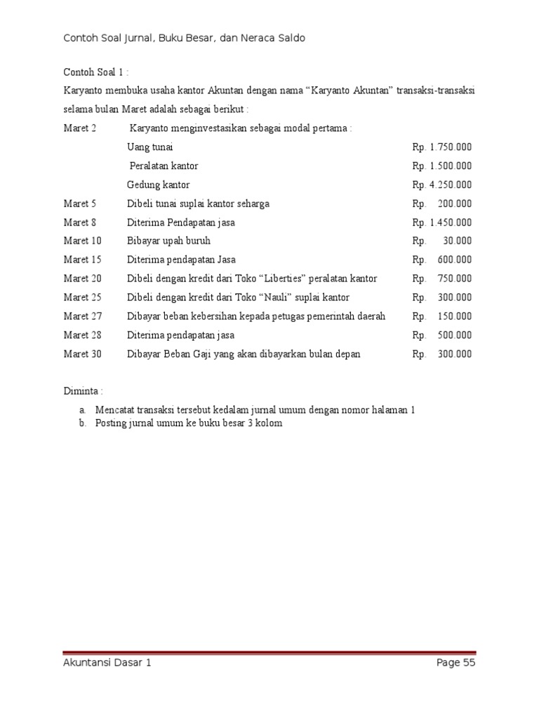 7 Contoh Soal Jurnal Dan Buku Besar Pdf