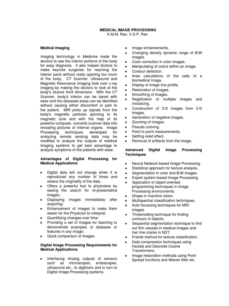 MEDICAL IMAGE PROCESSING 25sep06 PDF | PDF