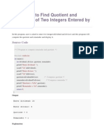 C Programming - Program To Find Quotient and Remainder of Two Integers Entered by User