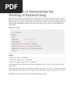 C Programming - Program To Demonstrate The Working of Keyword Long