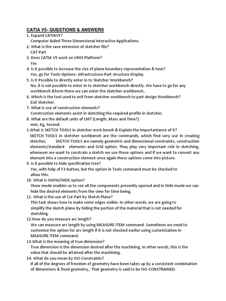 CATIA V5 Interview Questions | PDF | Product Lifecycle | Cache (Computing)
