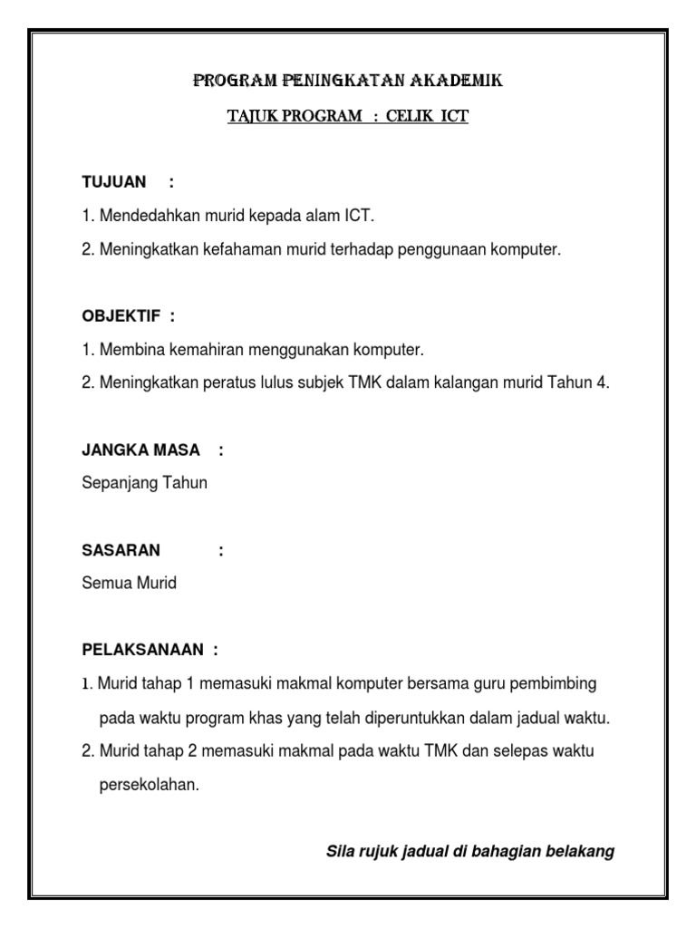 Program Peningkatan Akademik Panitia TMK