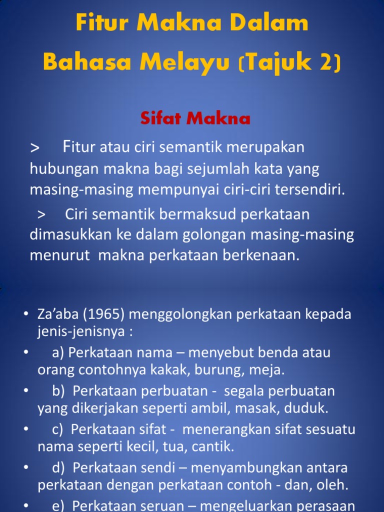 Fitur Makna Dalam Bahasa Melayu Pdf