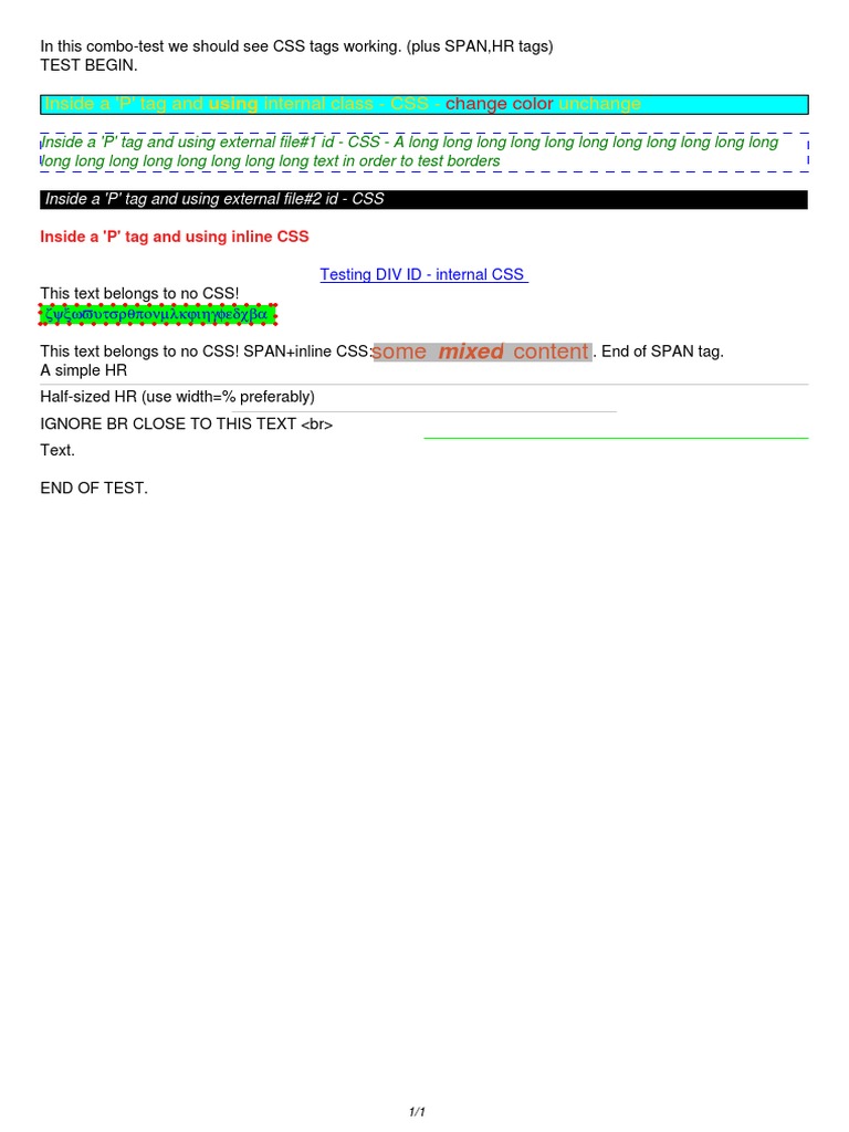 CSS Testing with P Tags | PDF