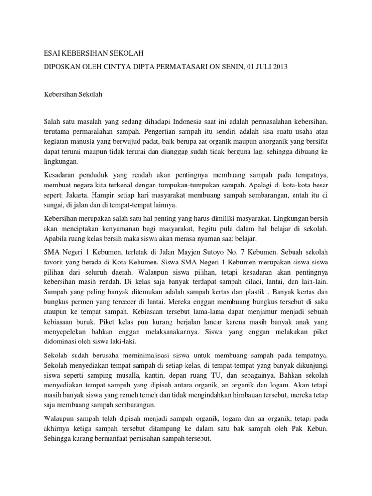 Esai Kebersihan Sekolah 2