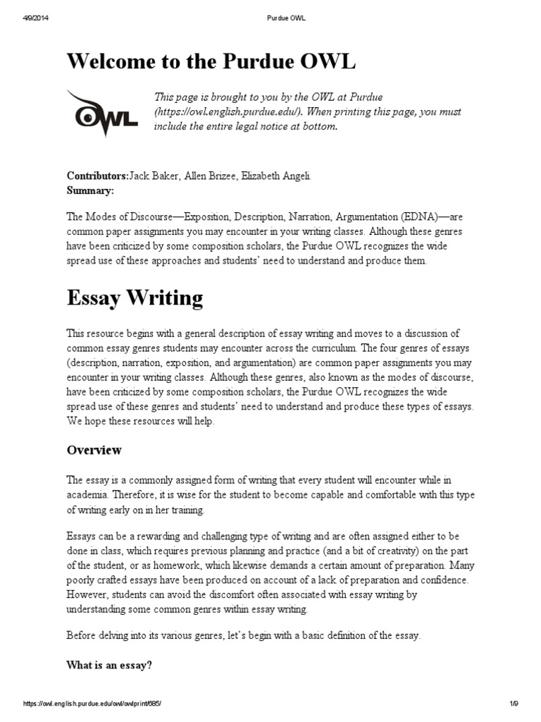 owl purdue personal essay