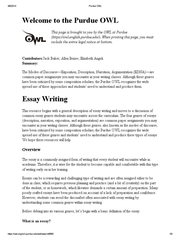 purdue owl descriptive essays