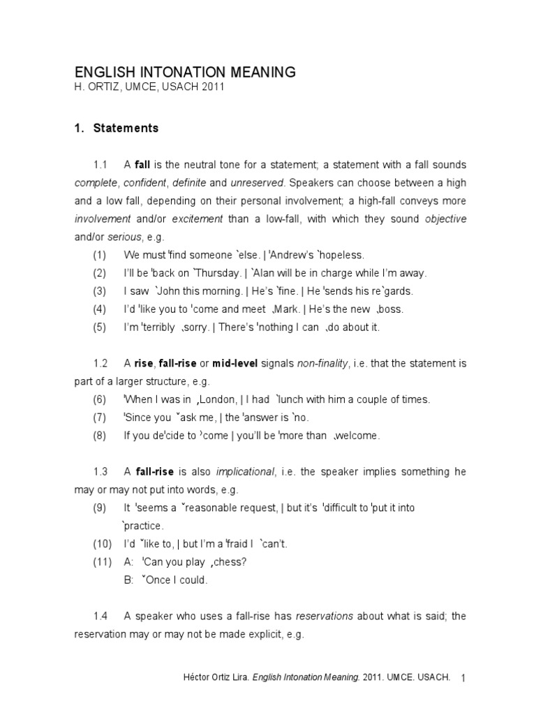 Understanding English Intonation | PDF | Question | Clause
