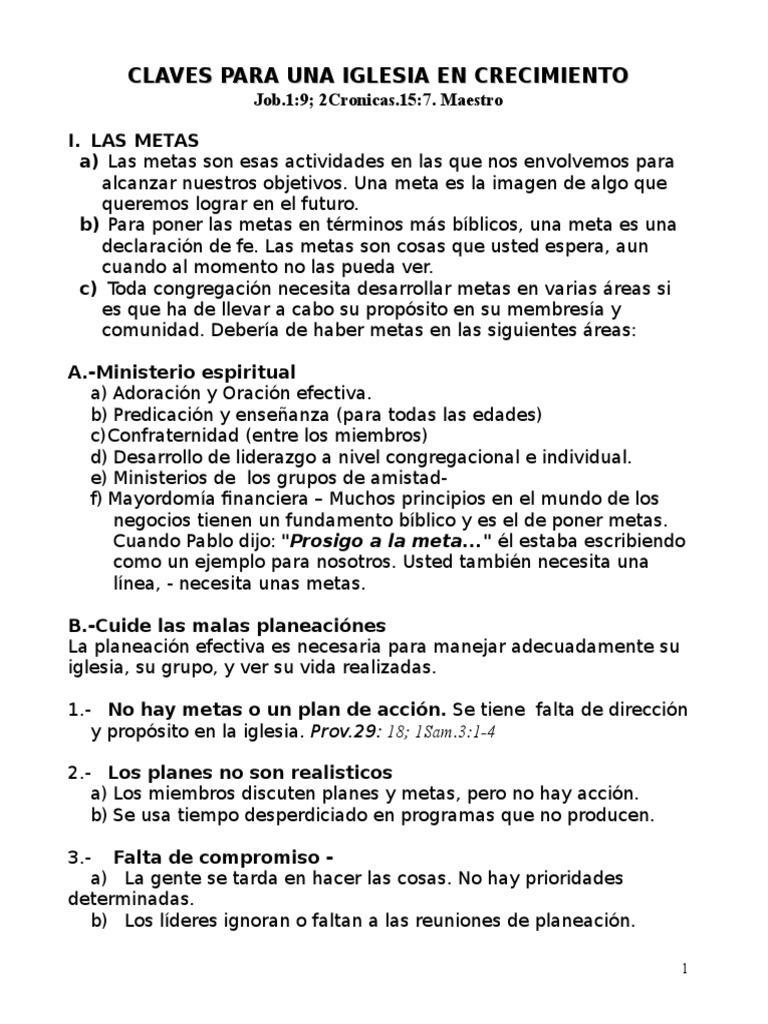 Claves para el Crecimiento de la Iglesia | PDF | Liderazgo | Religión y ...