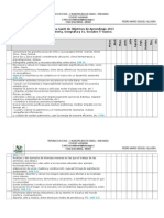 Carta Gantt de Objetivos de Aprendizaje 2014 para 2015. Historia 5°