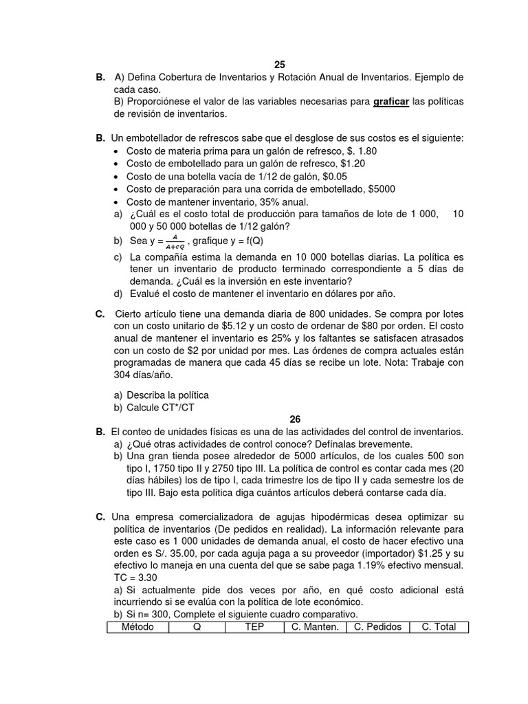 Análisis de Costos y Políticas de Inventarios | PDF | Inventario ...