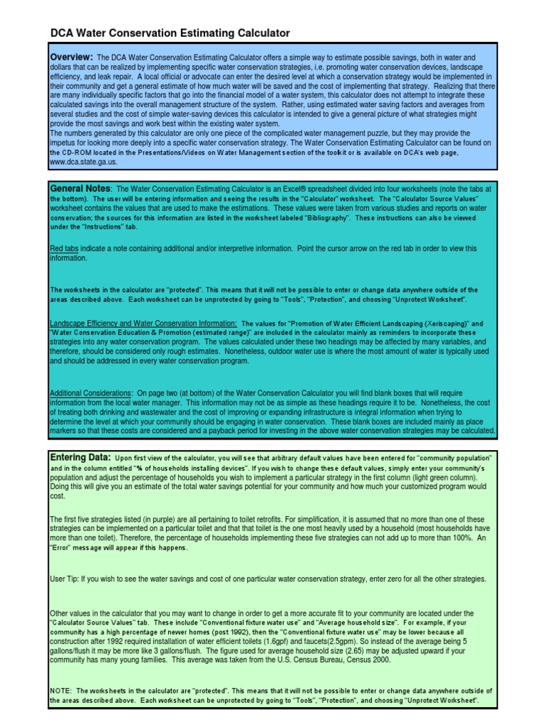 worksheet Promotion Point Worksheet Calculator water conservation estimating calculator hydrology