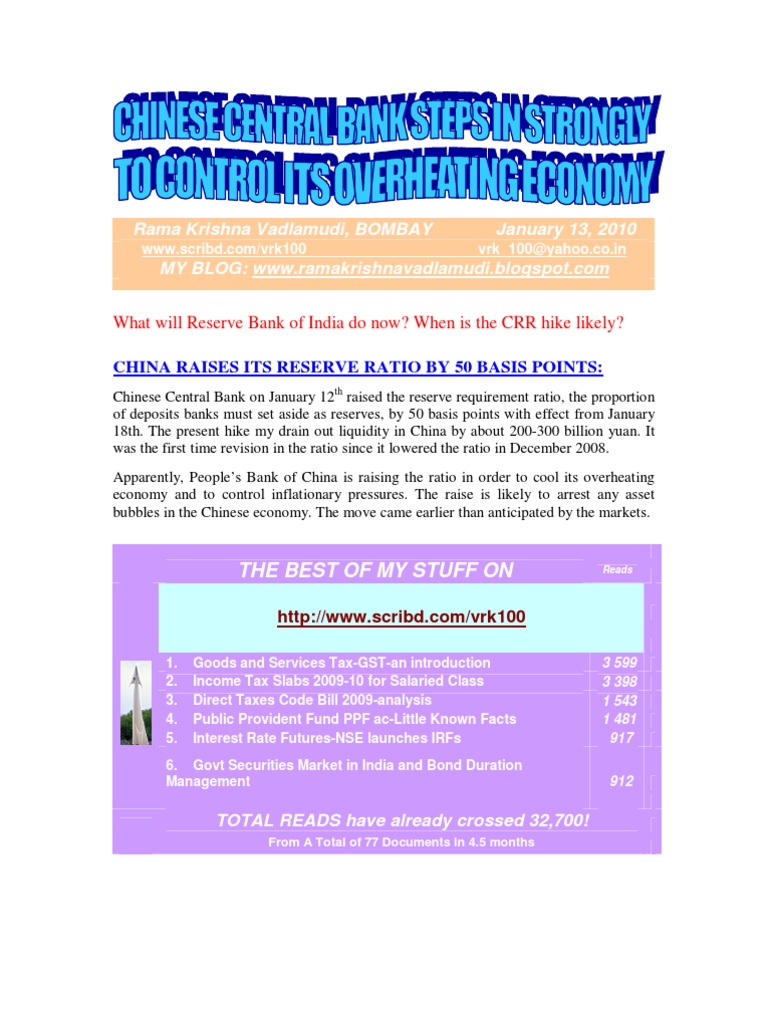 China Reserve Ratio Hike Impacts RBI | PDF | Renminbi | China
