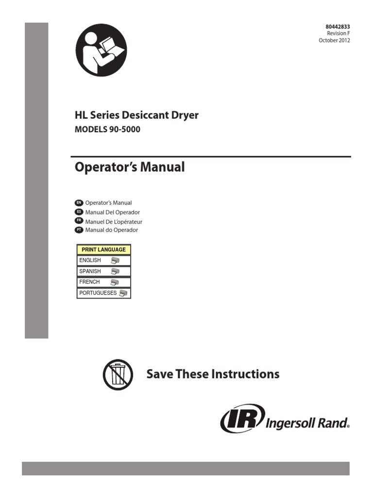Ingersoll Rand Dryer O&M Manual 80442833En Clothes Dryer Valve
