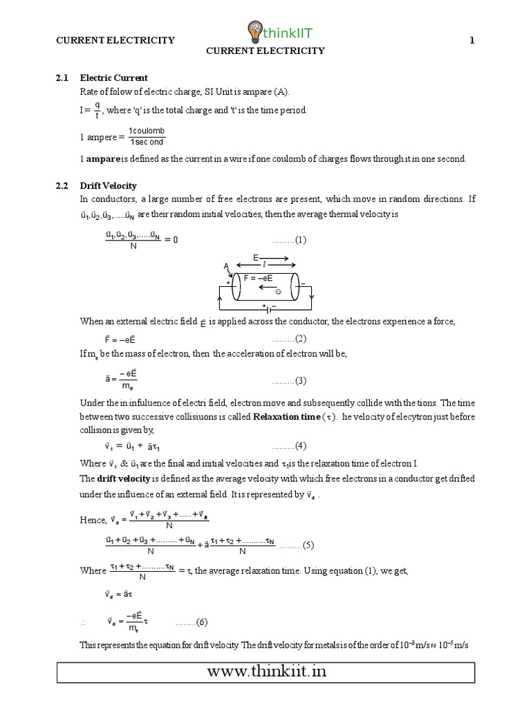 2 - Current Electricity PDF | PDF | Electrical Resistivity And ...