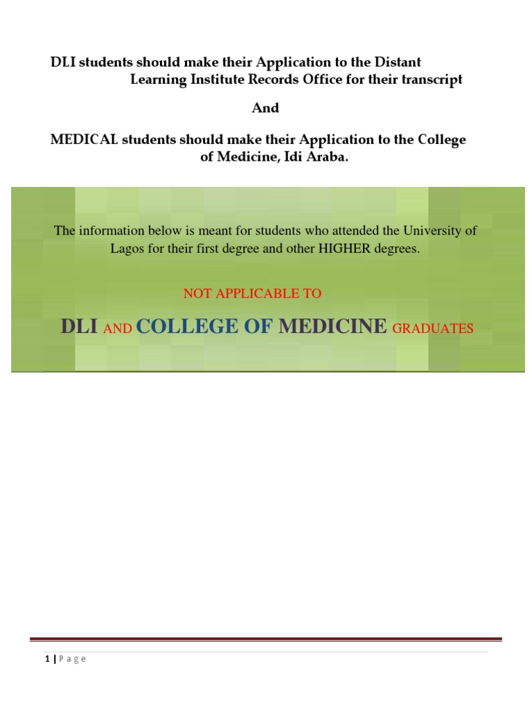UNILAG Transcript Application Guide | PDF | Business