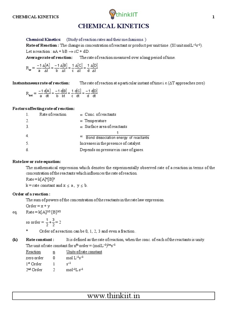 6 - Chemical Kinetics PDF | PDF | Reaction Rate | Activation Energy