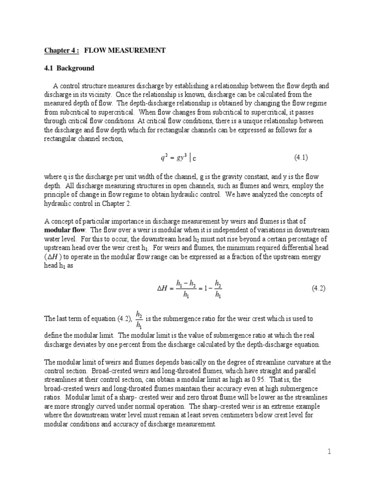 Chapter 4 Flow Measurement Pdf Chemical Engineering Liquids