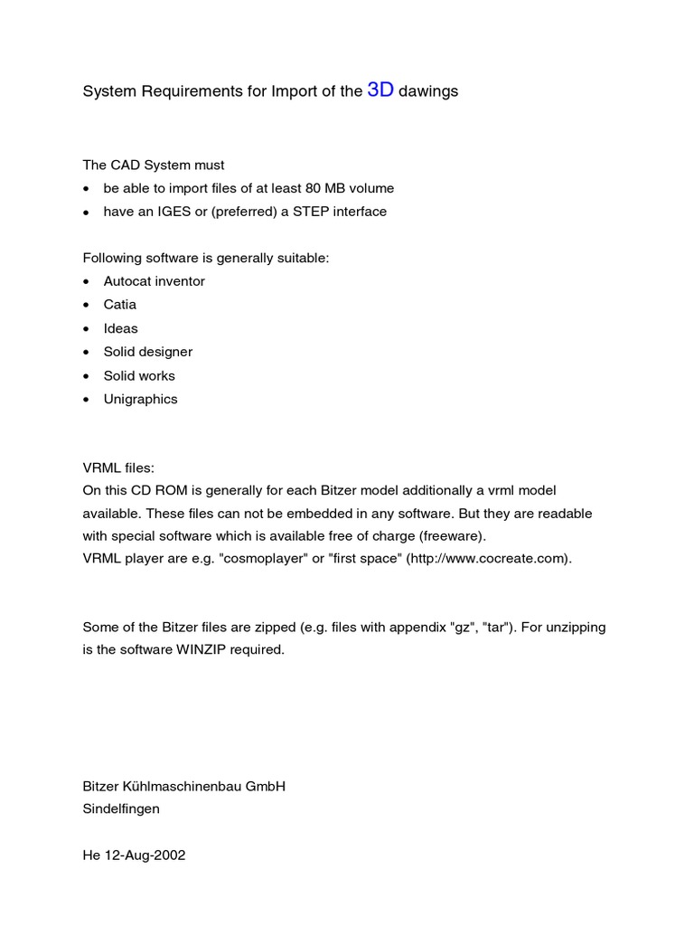 3D Drawing Import System Requirements | PDF