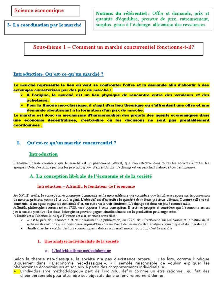 Comment Un Marché Concurrentiel Fonctionne t il Exercice Corrigé Comment Un Marché Concurrentiel Fonctionne-T-Il | PDF | Élasticité  (économie) | Adam Smith