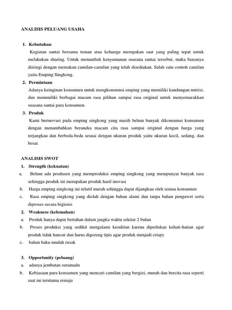 Analisis Peluang Usaha