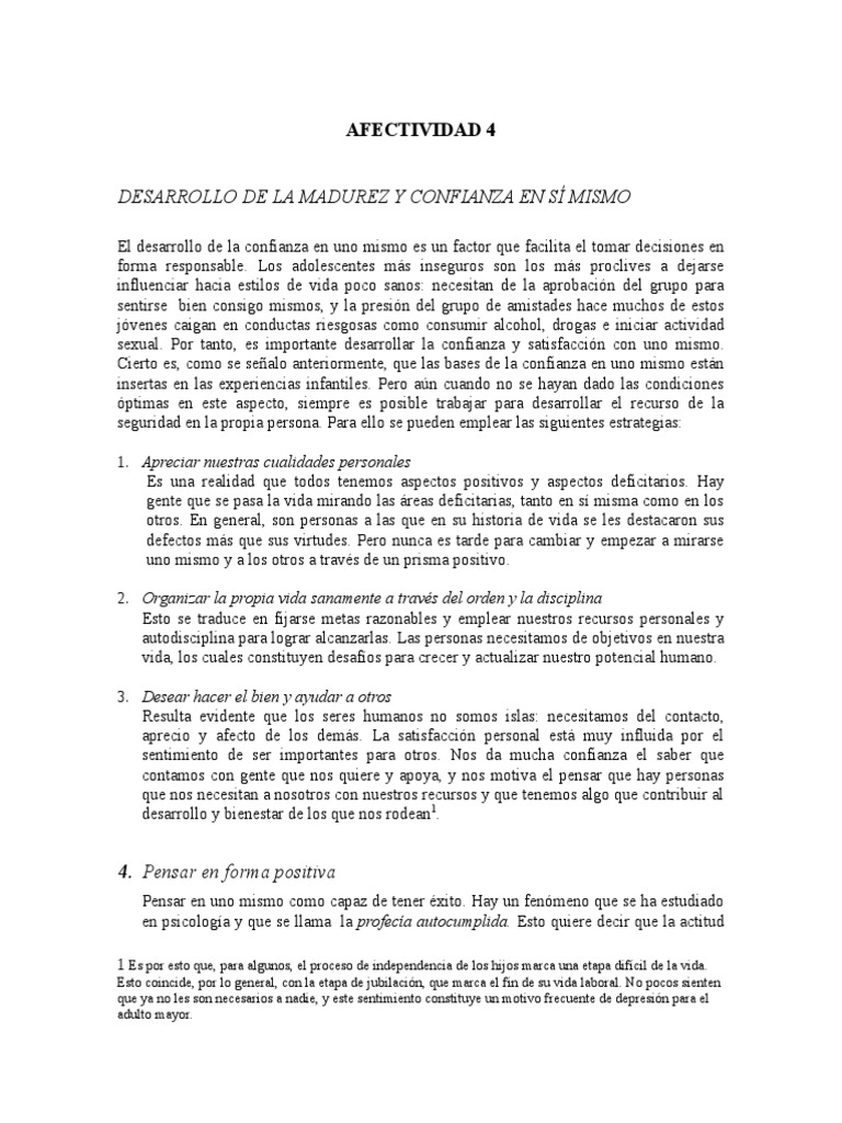 Desarrollo de Confianza y Madurez Adulta | PDF | Adultos | Toma de ...