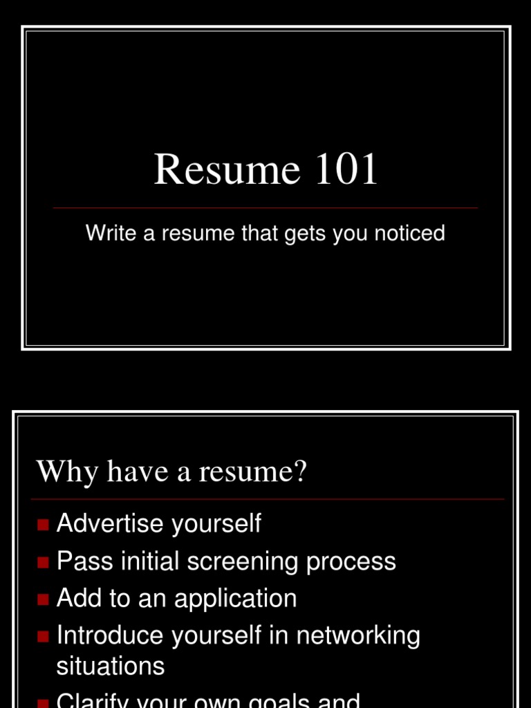 Resume 101: Write A Resume That Gets You Noticed | PDF | Résumé ...