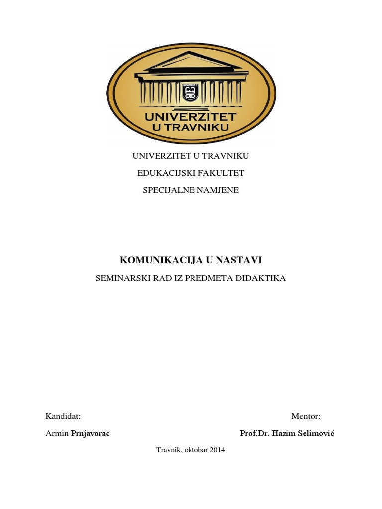 DIDAKTIKA-Komunikacija U Nastavi | PDF