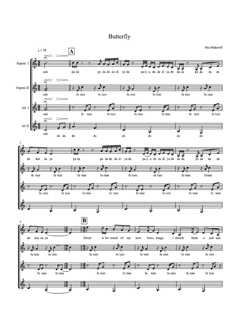 Butterfly Music Sheet (Arrangement) | PDF