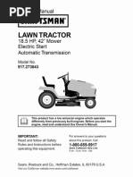 Craftsman LAWN TRACTOR 18.5 HP, 42" Mower