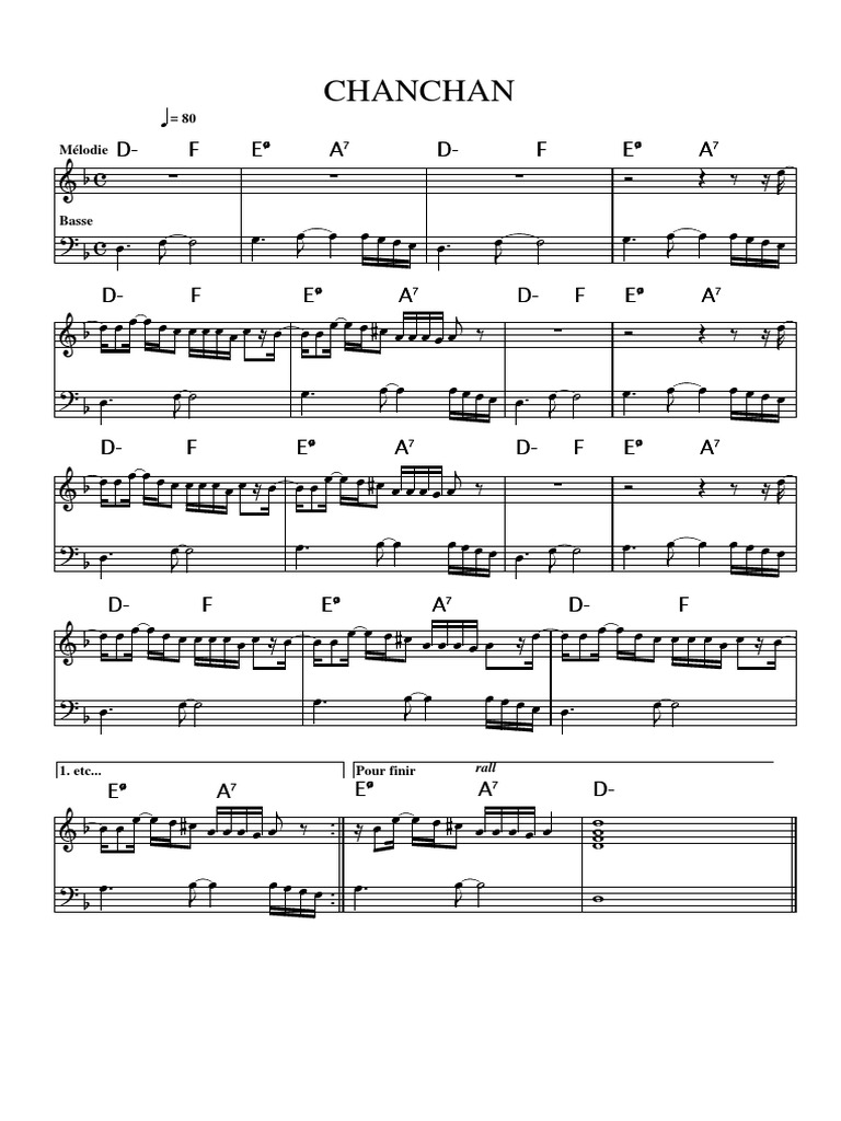 Partition de Chan Chan pour Piano | PDF