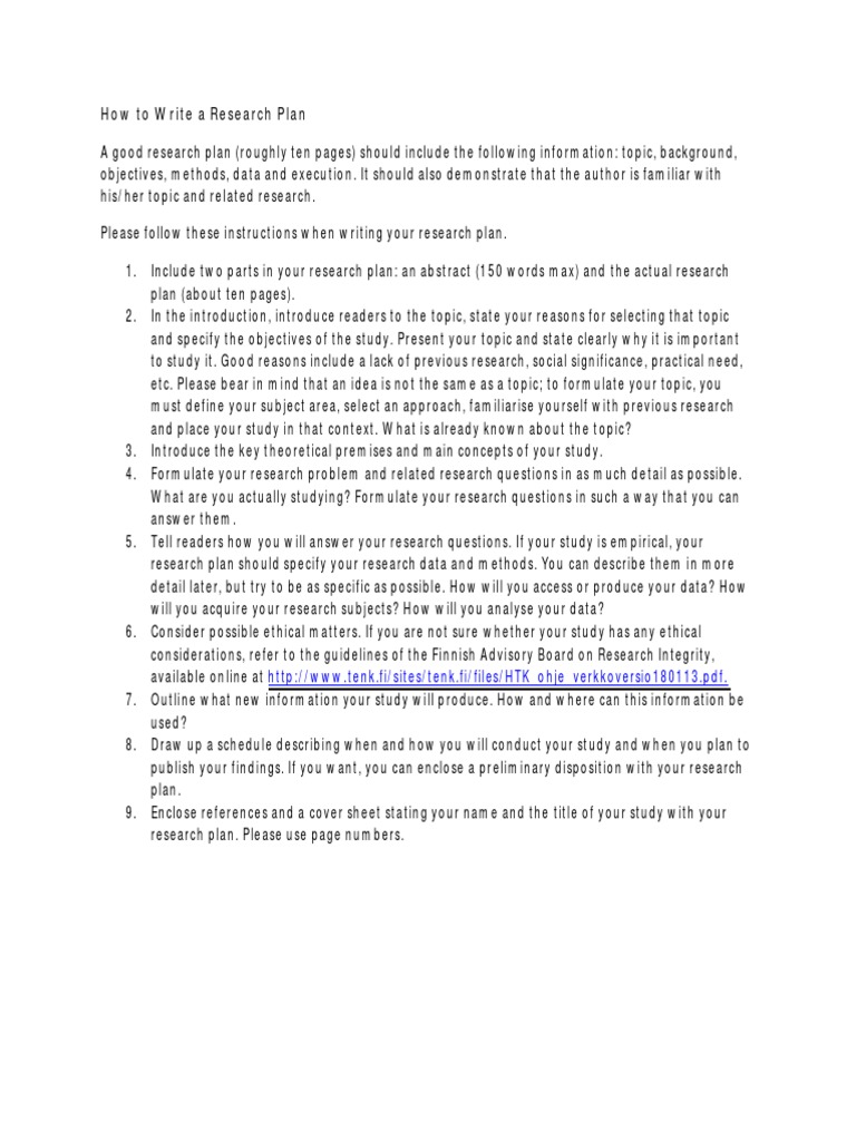 Writing an Effective Research Plan | PDF | Science & Mathematics