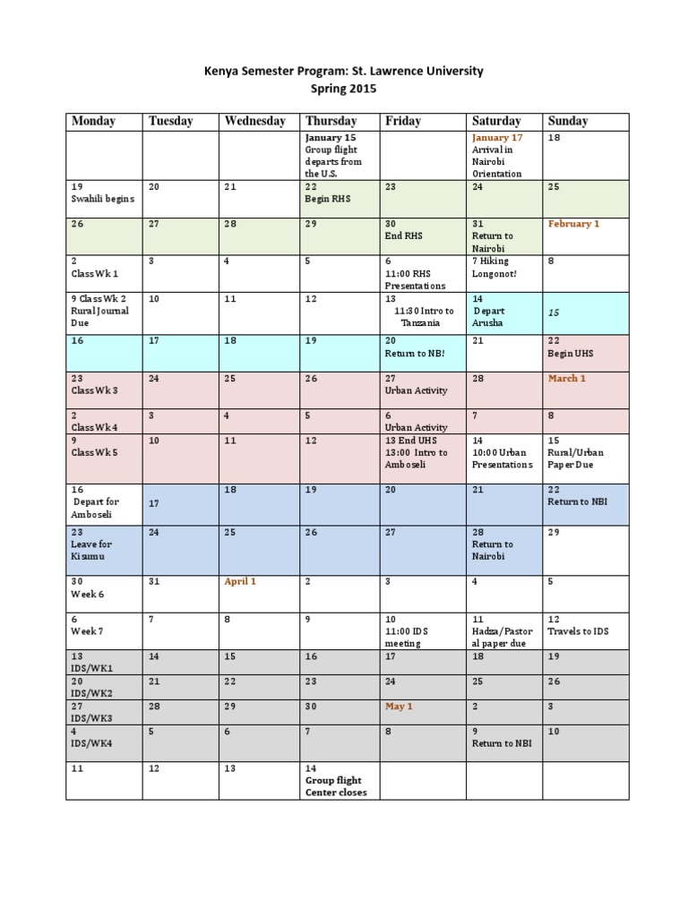 KSP Calendar PDF