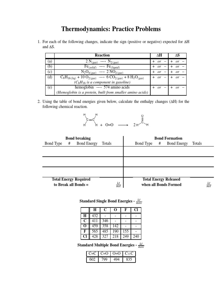 Thermodynamics Practice Problems Guide | PDF | Science & Mathematics