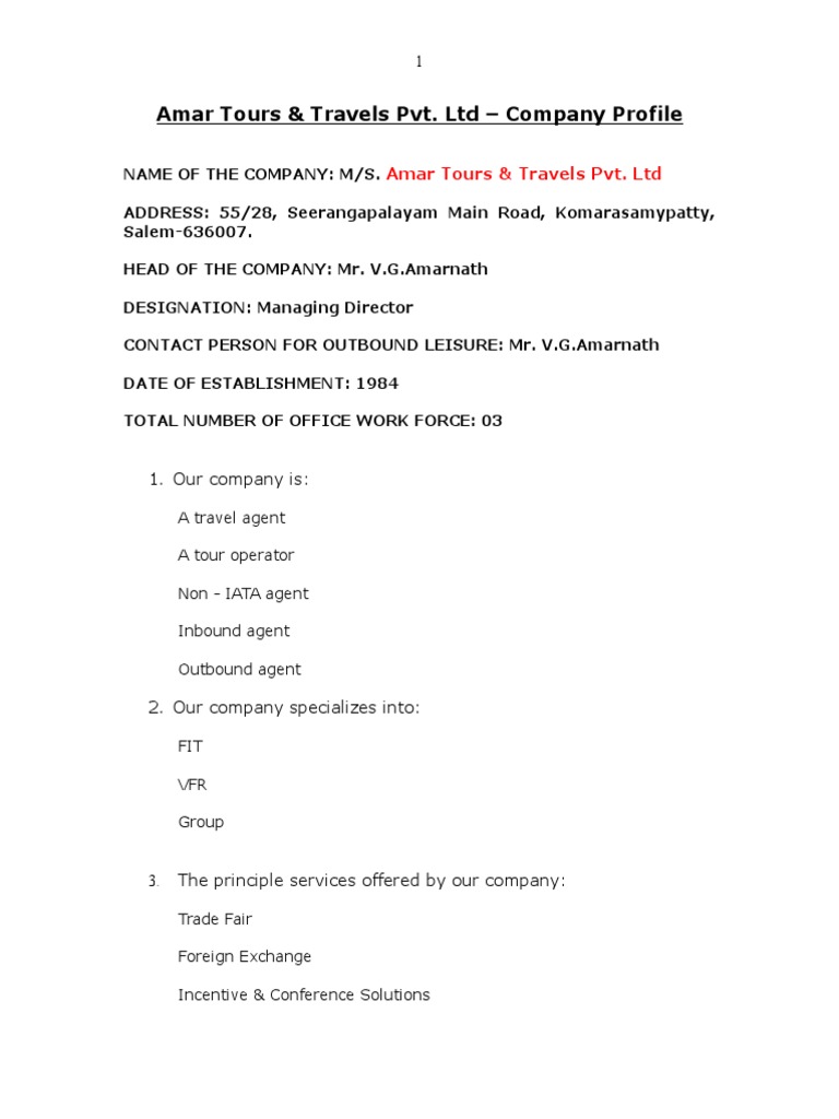 AMAR Travel Company Profile PDF Airlines Aeronautics