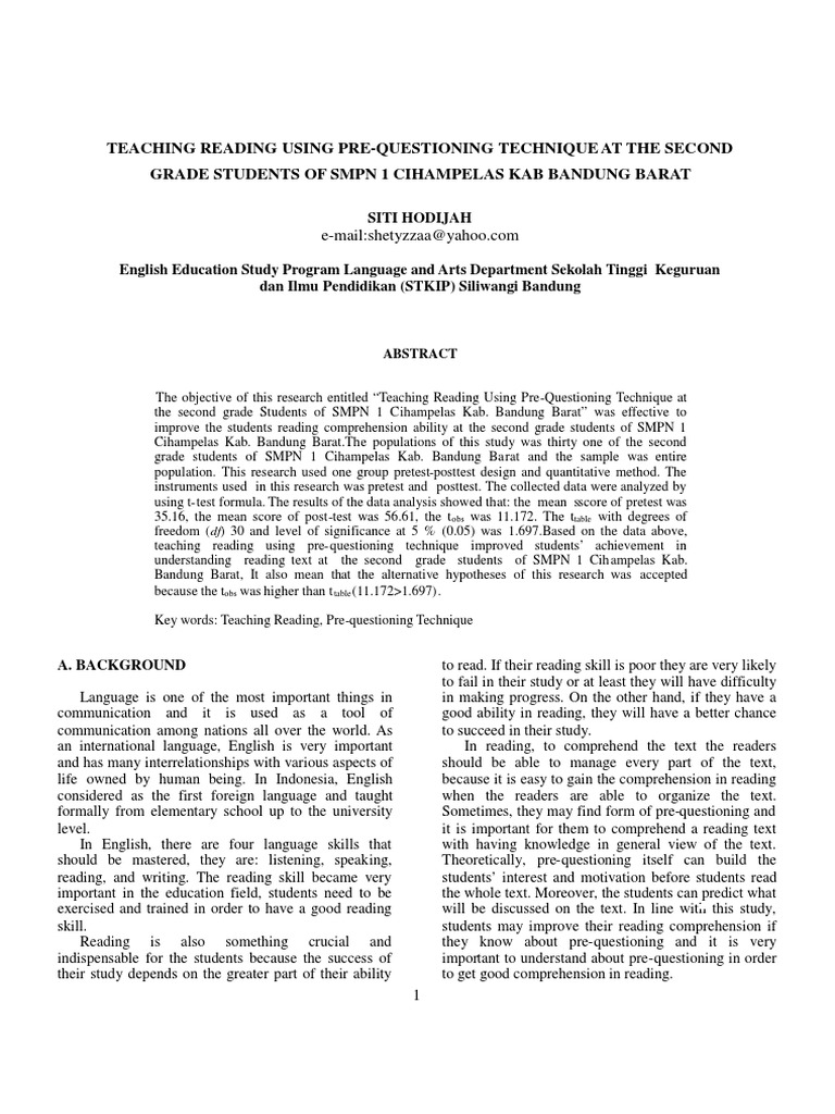 Pre-Questioning Technique | PDF