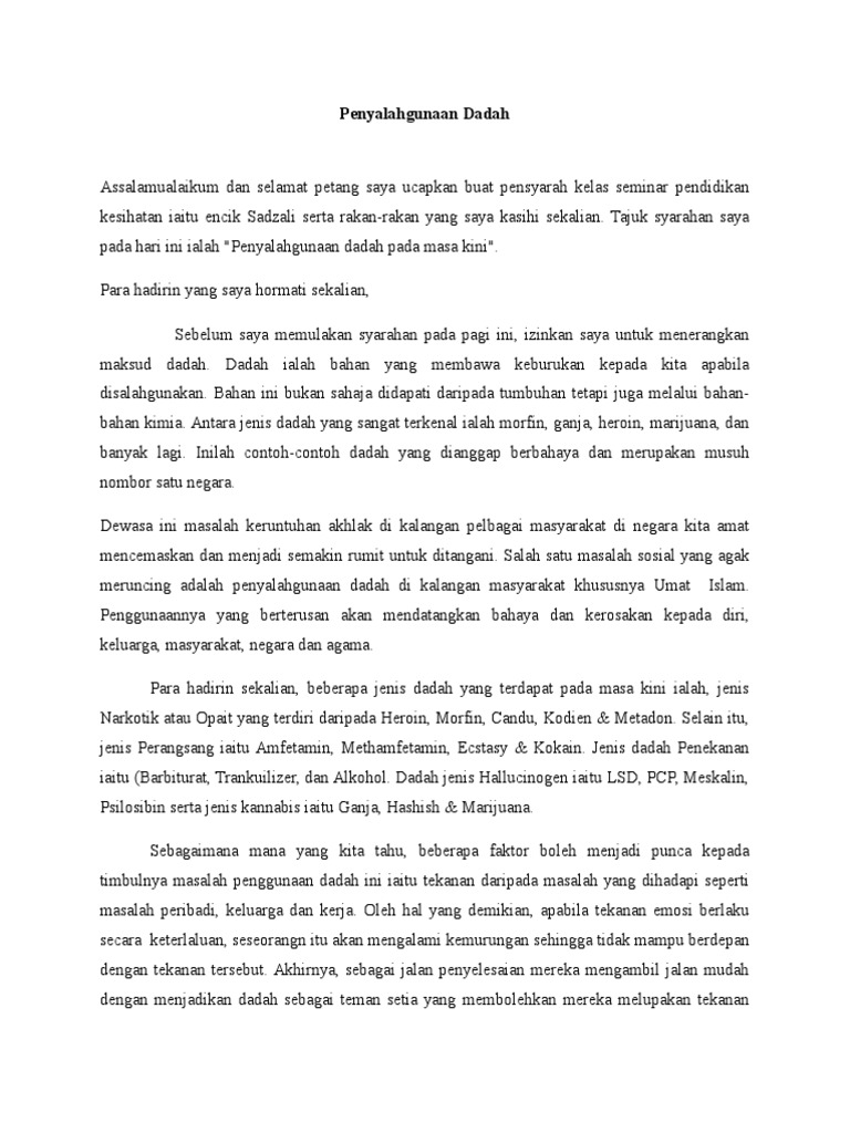 Penyalahgunaan Dadah Pdf