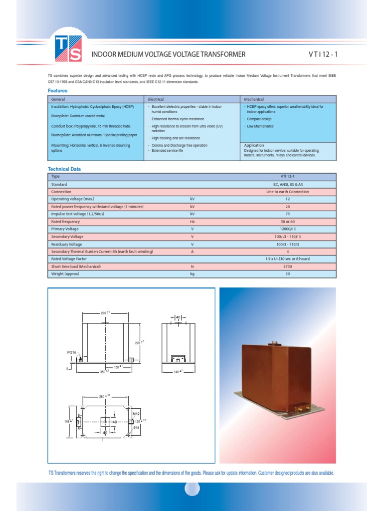 Indoor Medium Voltage Transformer Specs | PDF | Transformer | Insulator ...