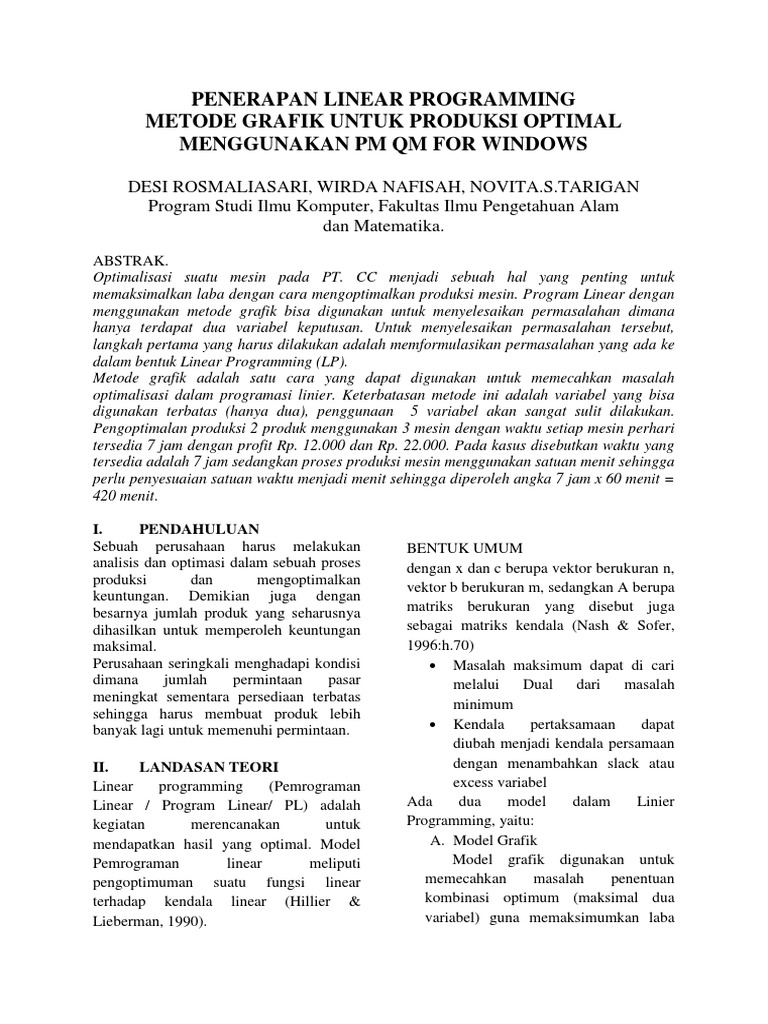 Optimasi Produksi dengan Linear Programming | PDF | Teknologi & Rekayasa