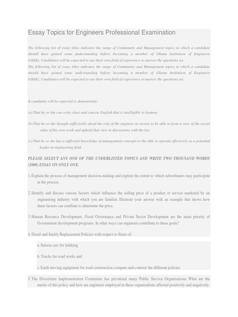 engineering essay topics