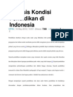 Analisis Kondisi Pendidikan Di Indonesia