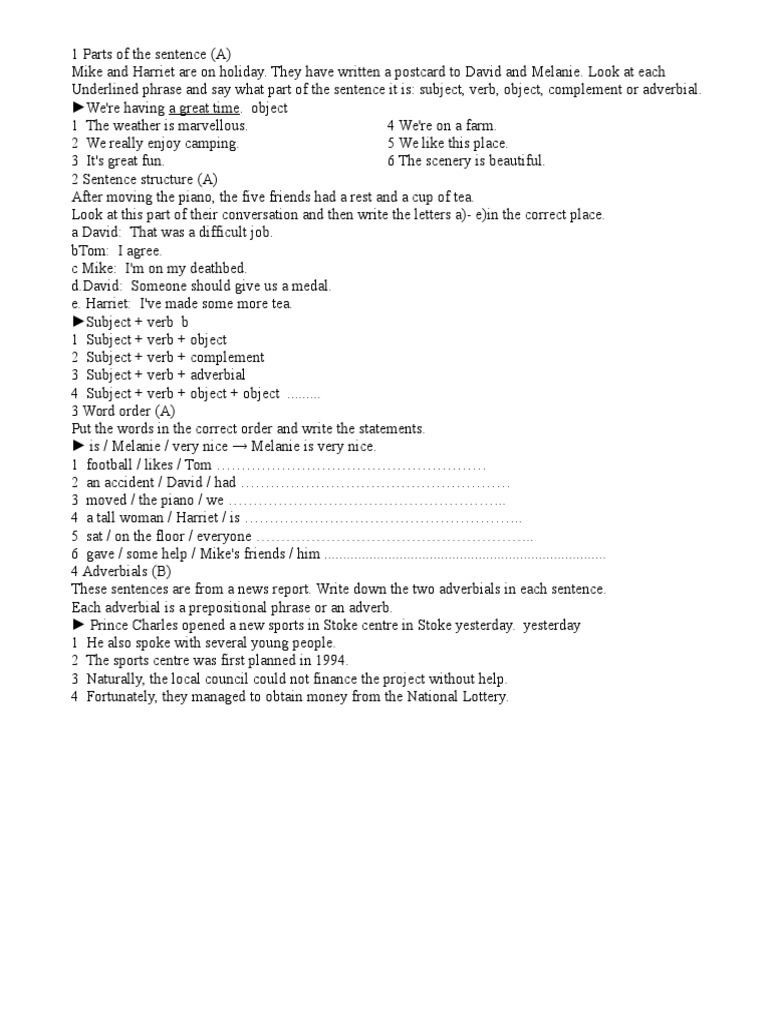 1 Parts of The Sentence | PDF | Verb | Object (Grammar)