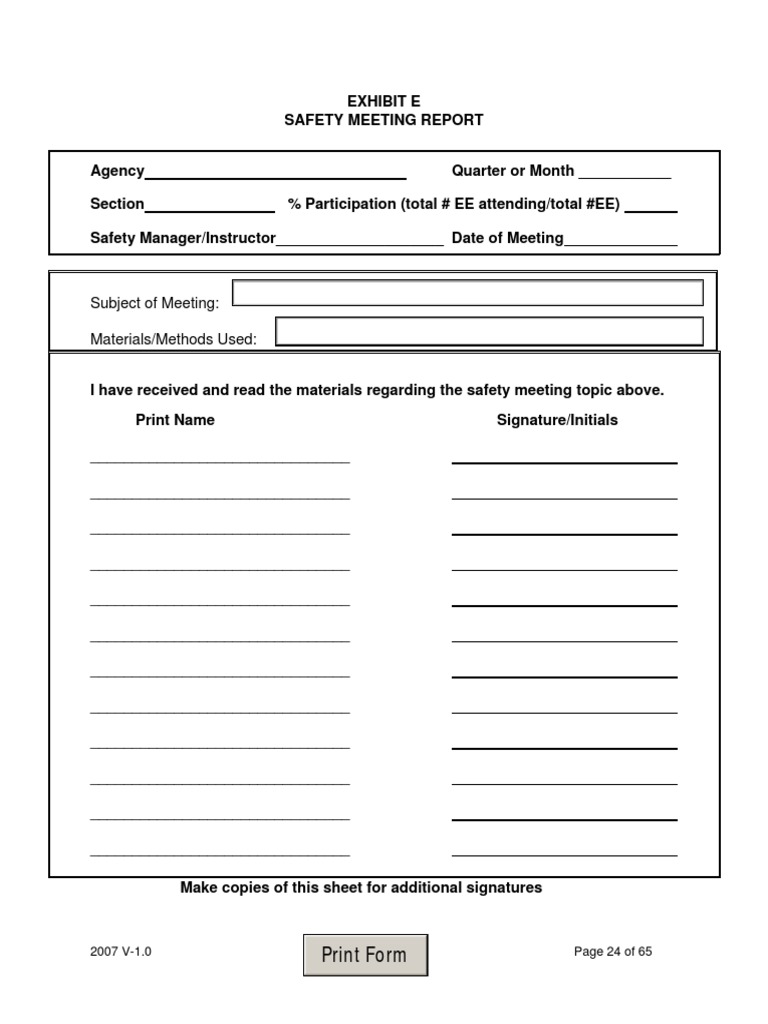 Safety Meeting Report Template | PDF