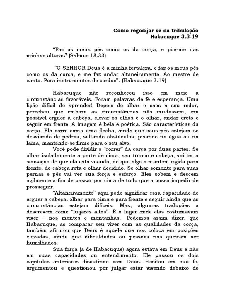 Pés como a da corça e nos faz andar altaneiramente Altaneiramente o que é