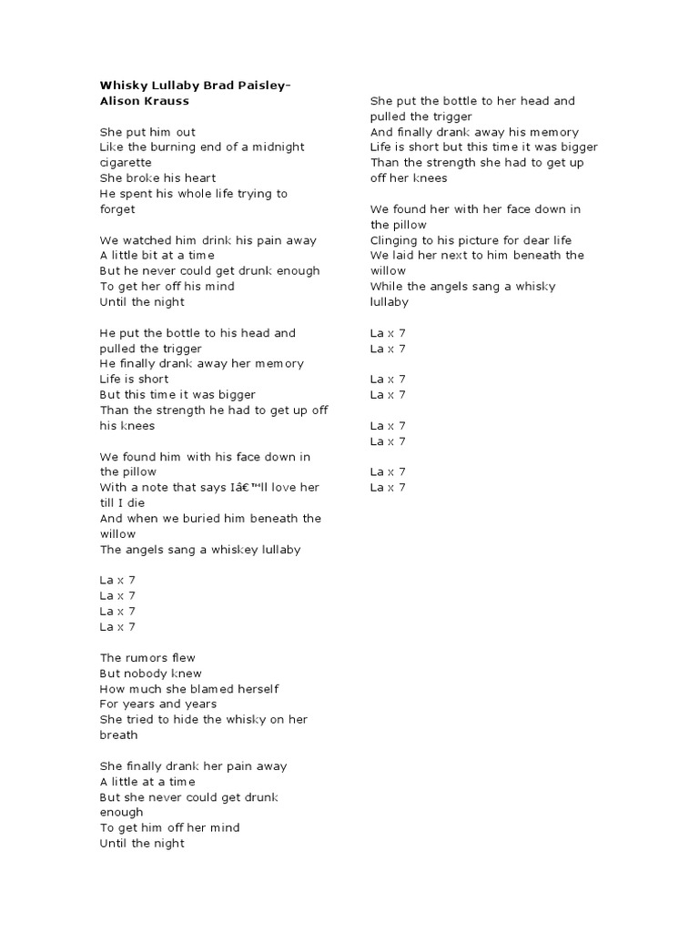 Whisky Lullaby Brad Paisley