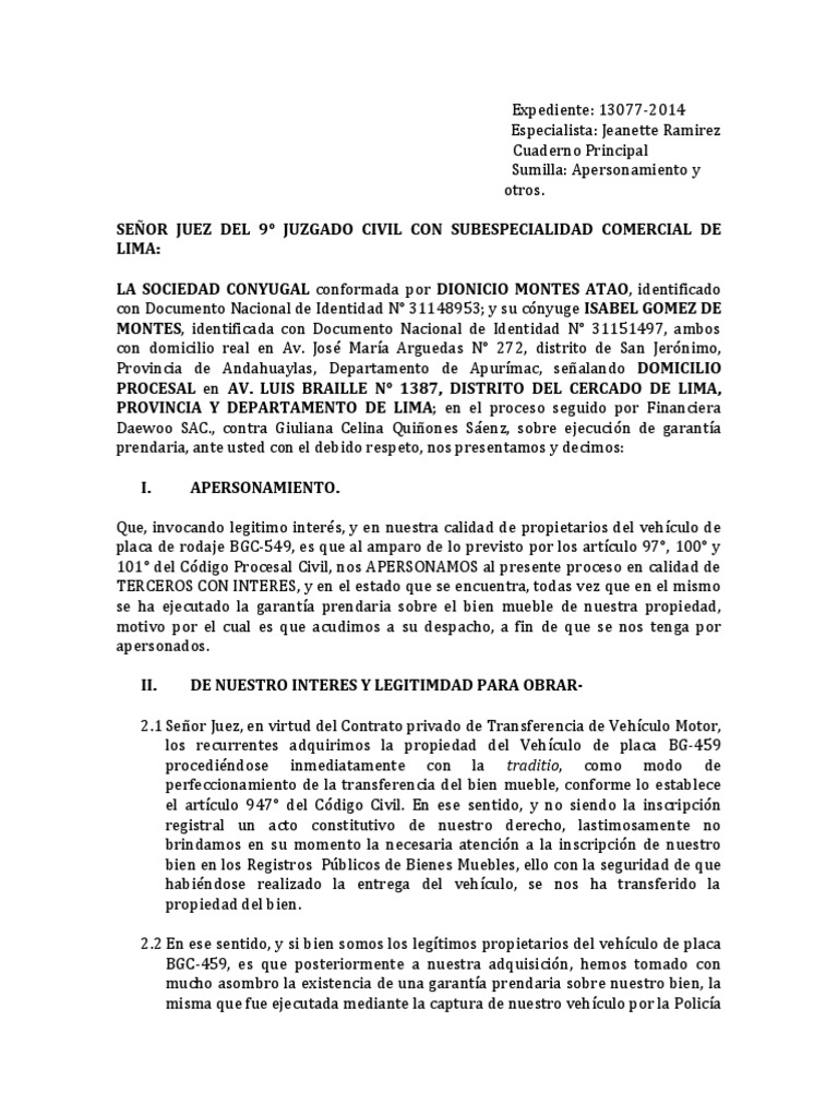 Garantía prendaria mobiliaria