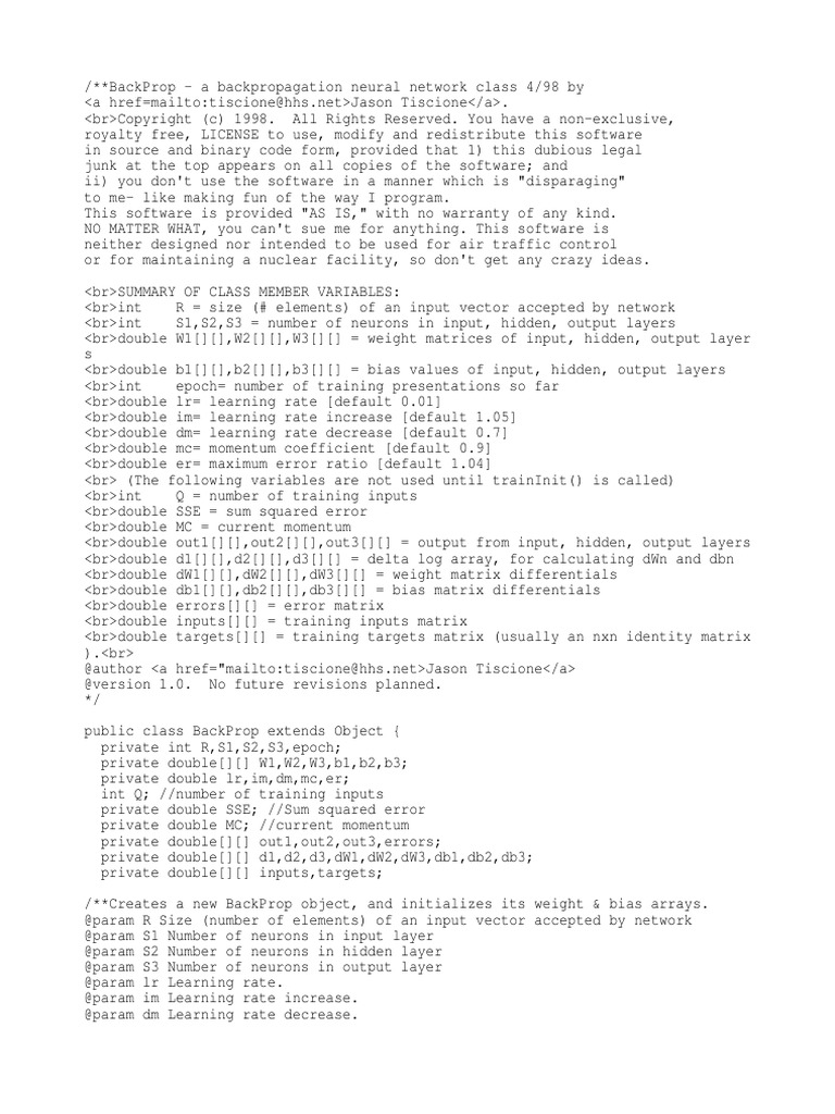 Back Prop | PDF | Parameter (Computer Programming) | Array Data Structure