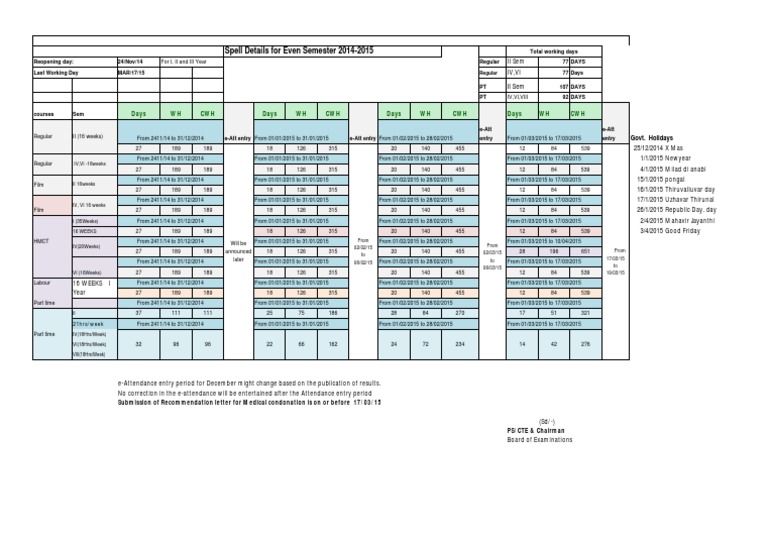 Even Semester 2014-15 Academic Schedule | PDF | Foreign Language ...