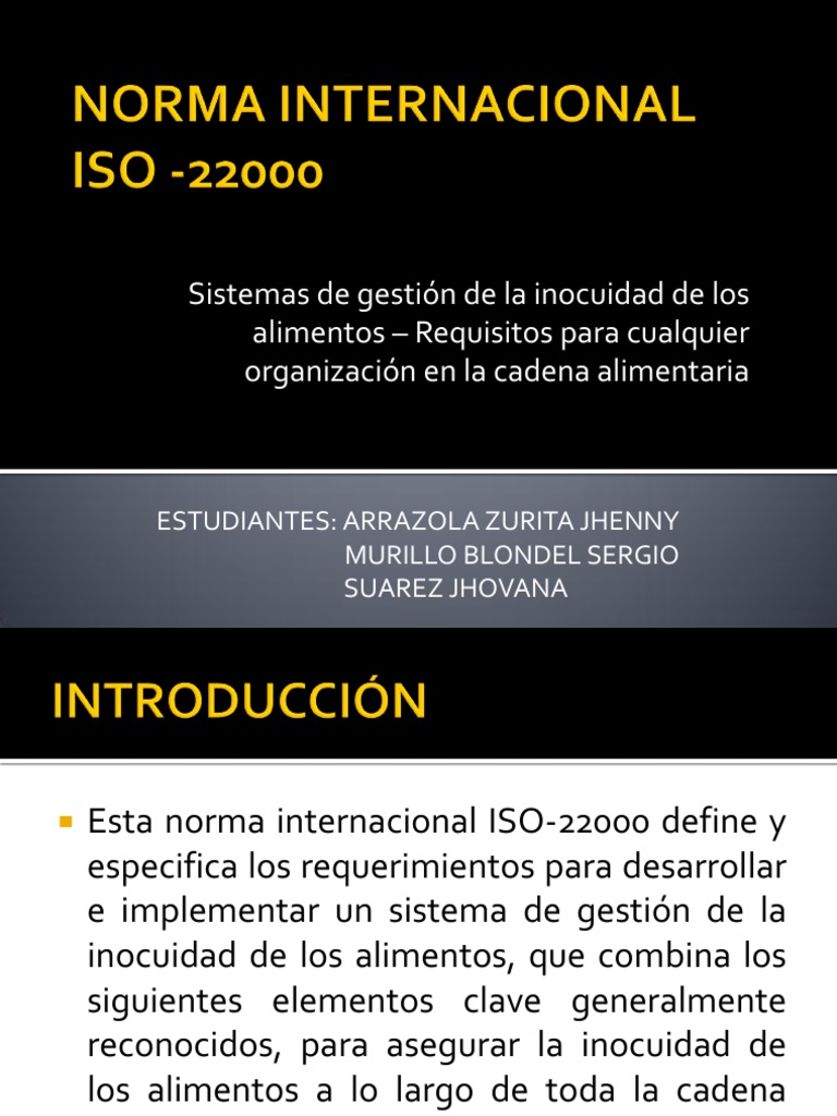 Presentacion ISO 22000 | PDF | Análisis de Riesgo y Puntos Críticos de ...