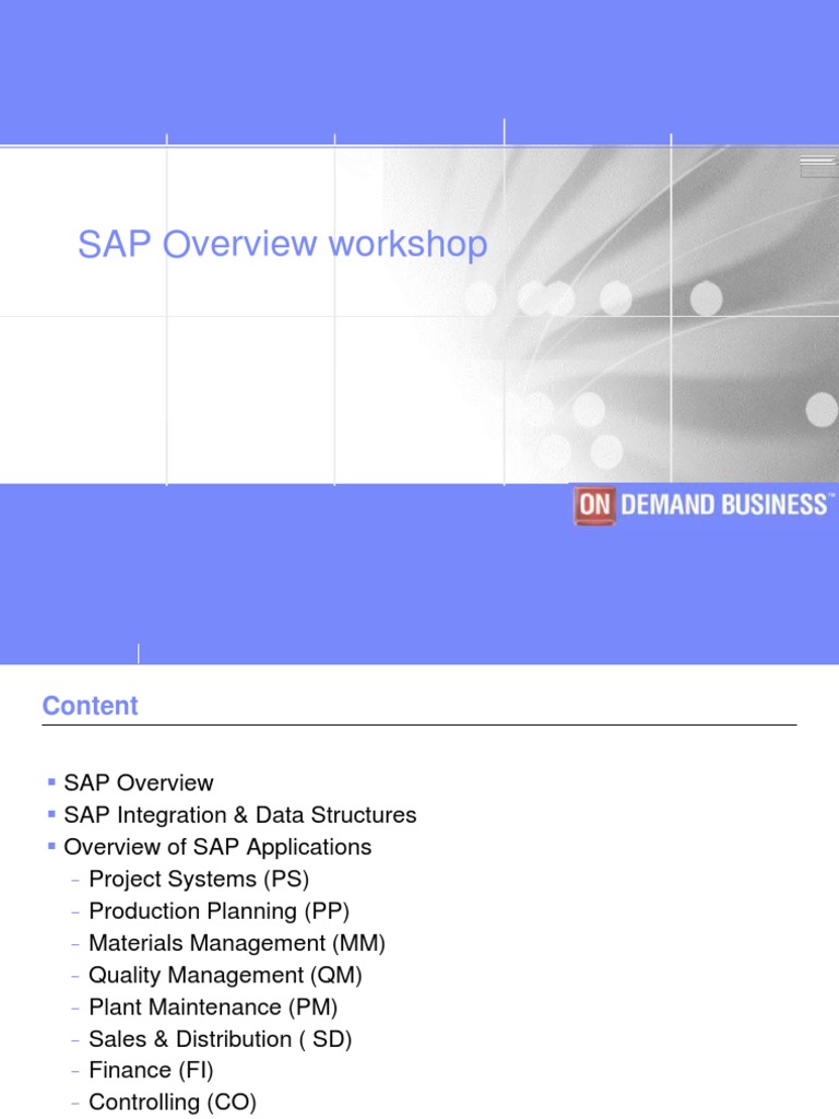 01 SAP Overview PDF Sap Se Procurement
